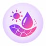 Sun and cracked-texture icon representing dry skin type