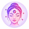 Face with a checkmark on the forehead representing balanced, normal skin type