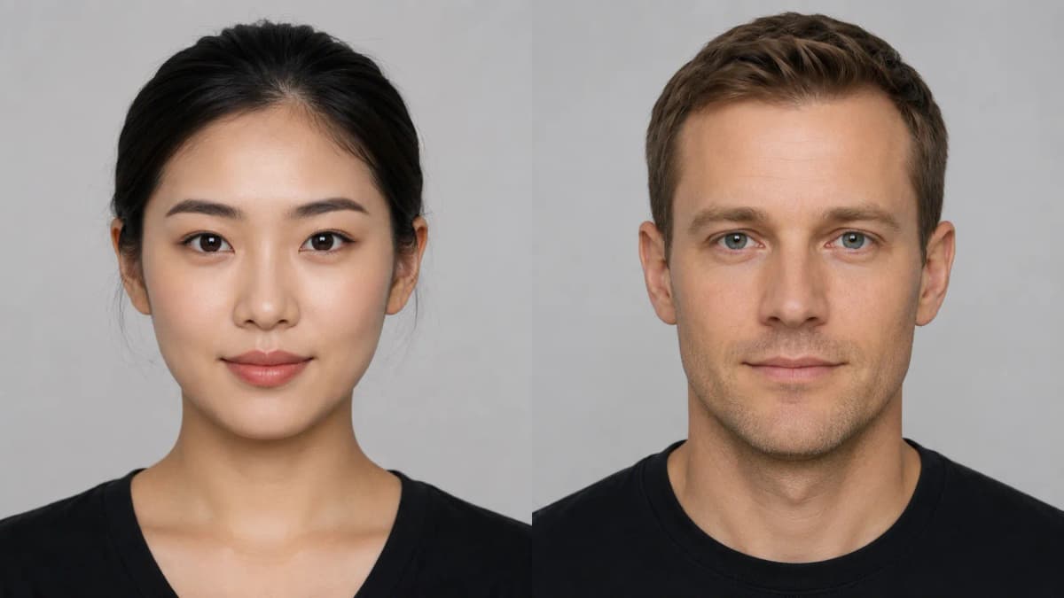 Two different-looking people side by side, illustrating that proportion scores don't capture individual perception of attractiveness