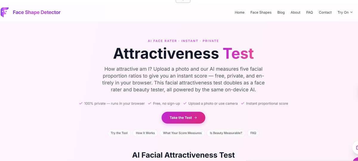 Browser network tab proving the attractiveness test runs client-side