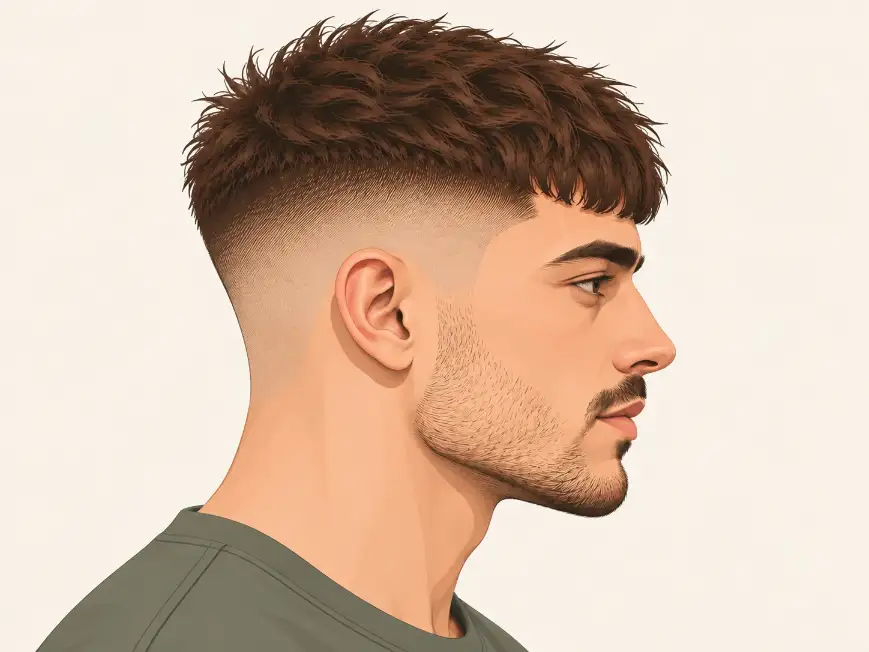 French crop fade haircut with a cleaner, higher-contrast fade on the sides