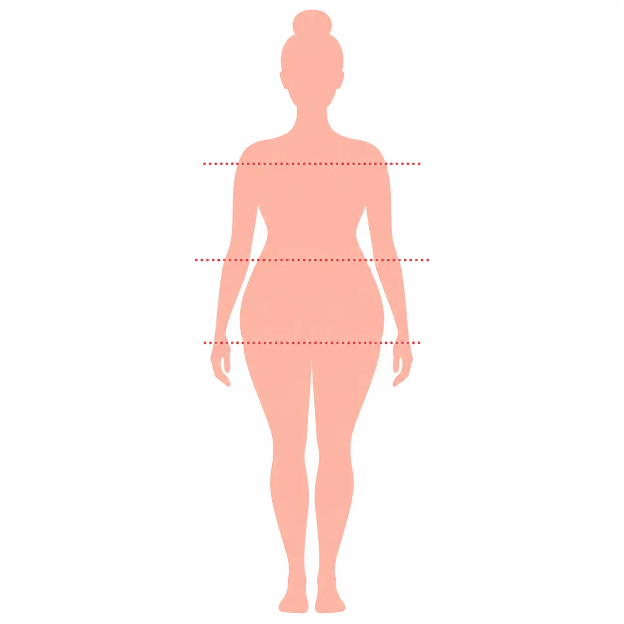 Apple body type silhouette showing a fuller midsection wider than bust and hips