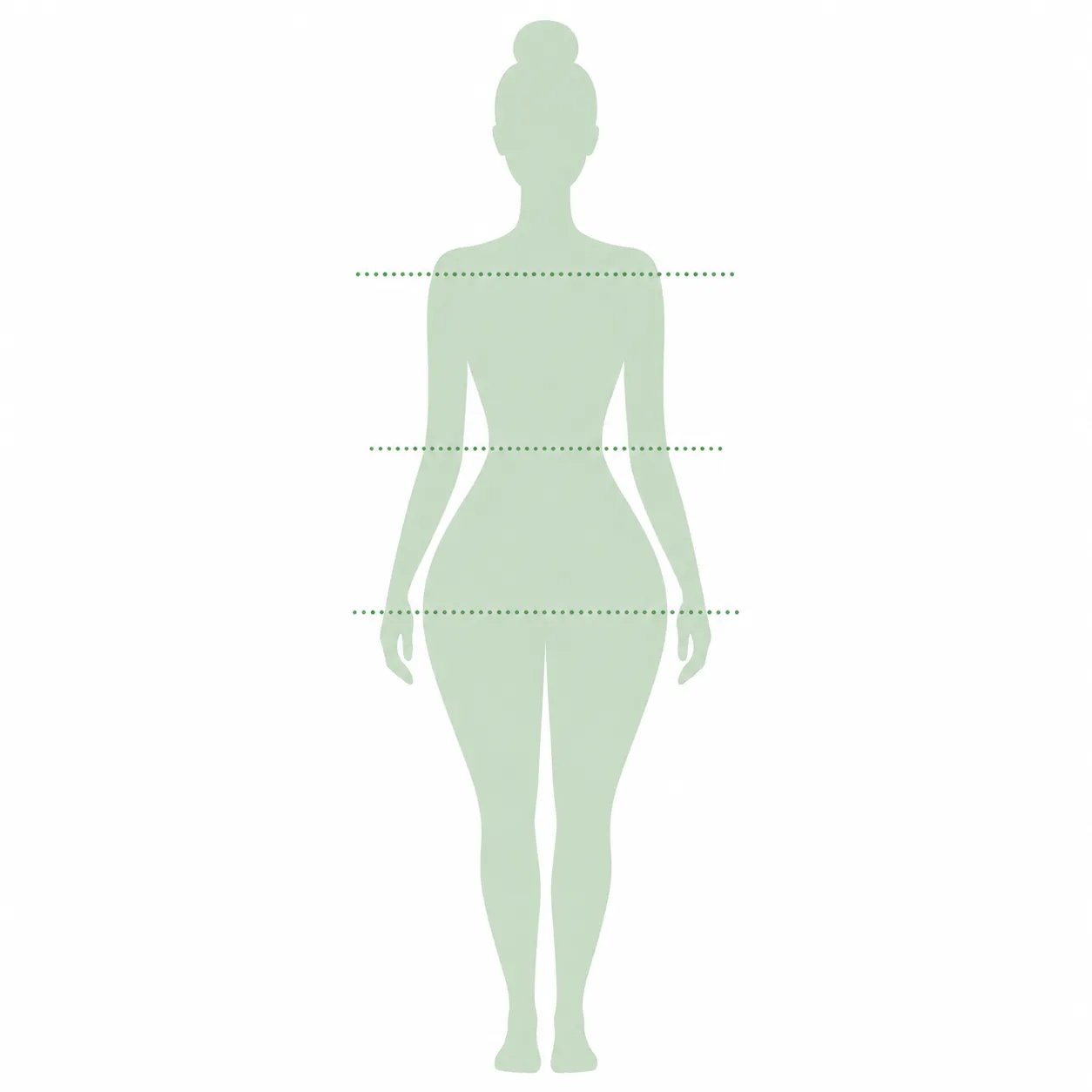 Pear body type silhouette showing hips wider than bust and shoulders