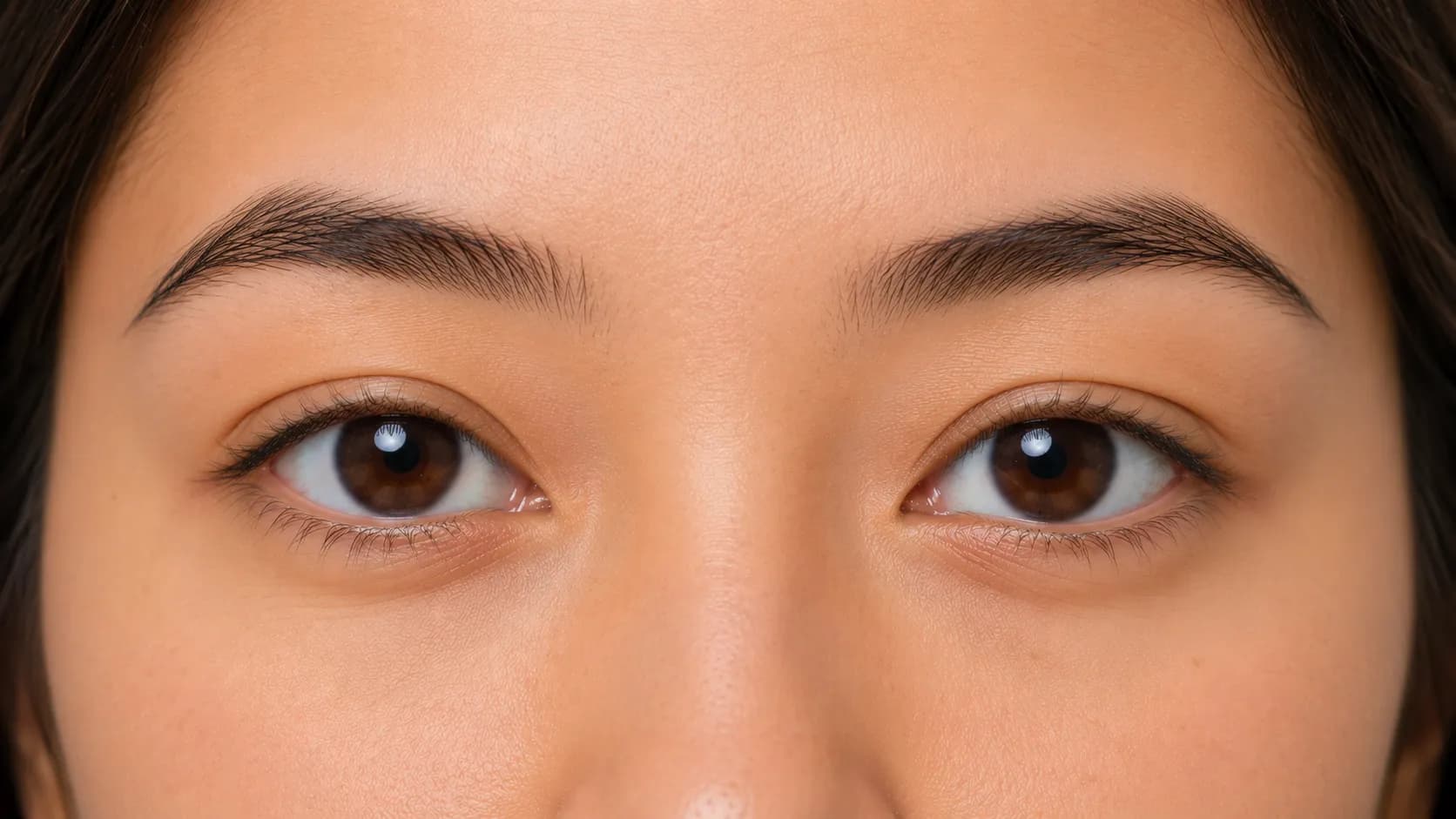 Downturned eyes example with outer corners tilting downward