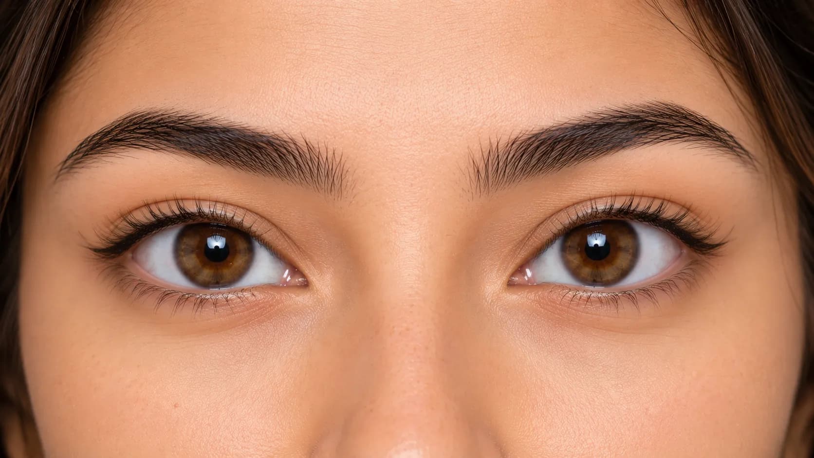 Upturned eyes example with naturally lifted outer corners