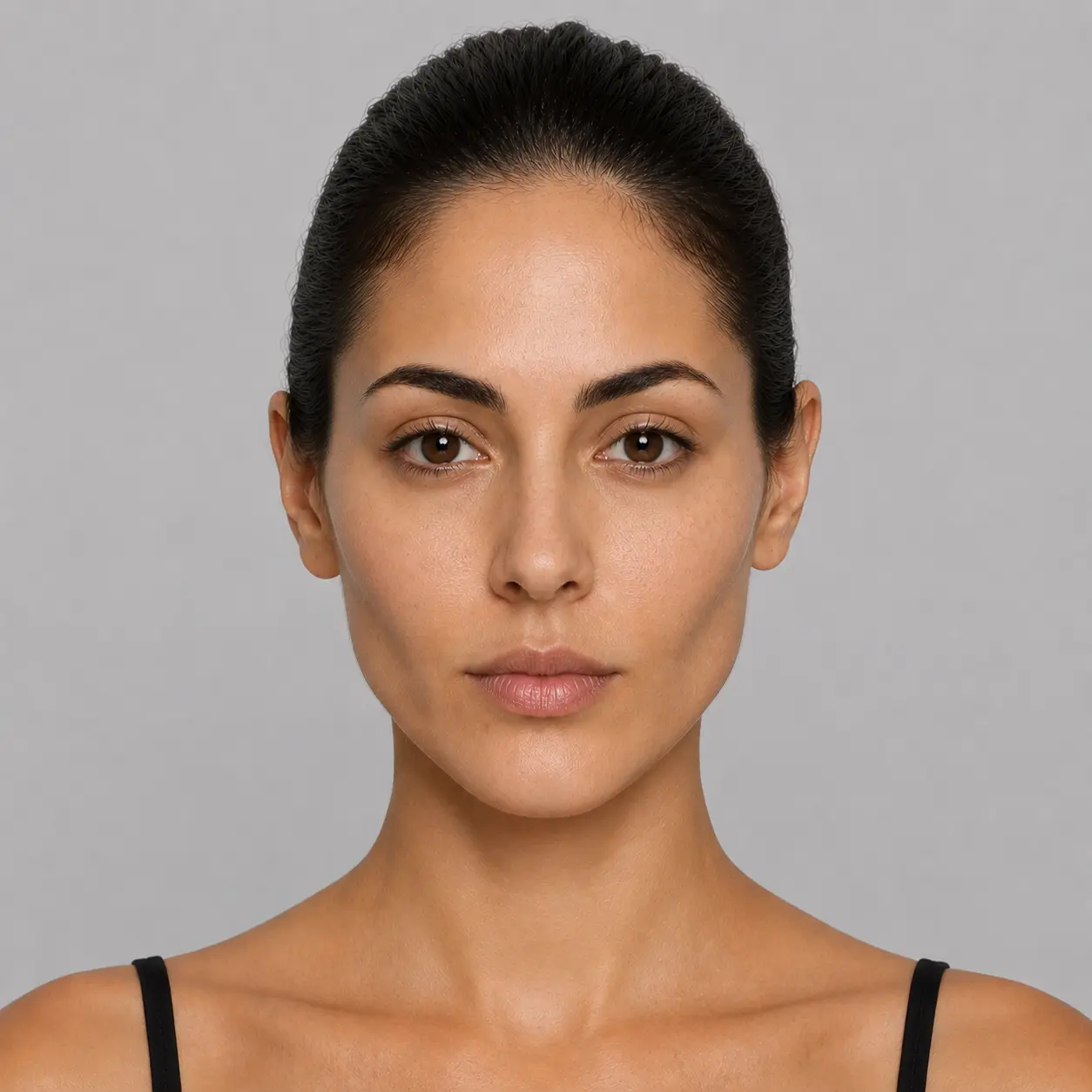 Diamond face shape example — Cheekbones prominent, Pointed chin