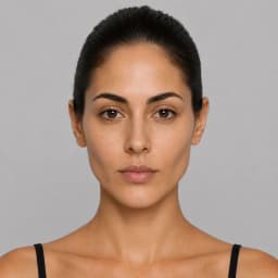 Diamond face shape example on a woman with hair pulled back