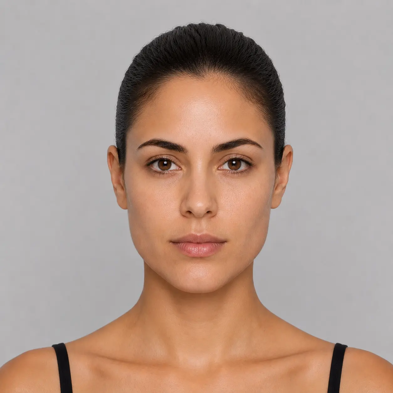 Triangle face shape example — Jaw widest, Bottom-heavy