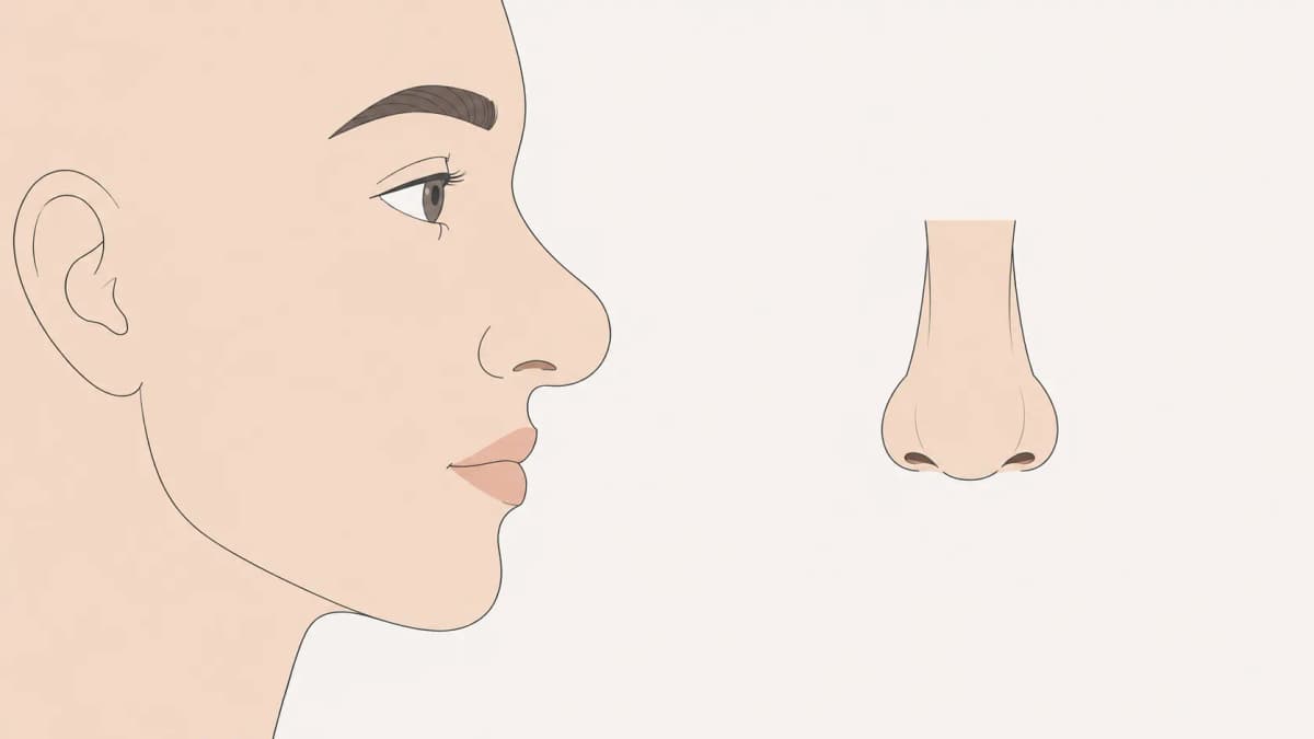 Bulbous nose shape shown in side profile and front view illustration