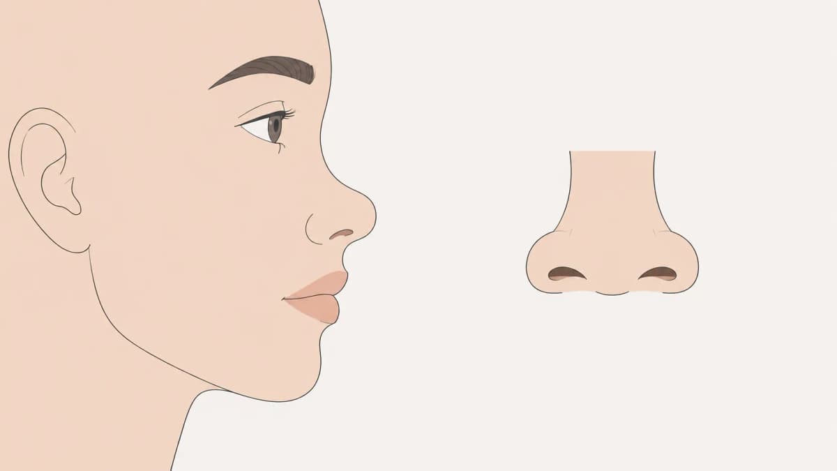 Flat/Wide nose shape shown in side profile and front view illustration