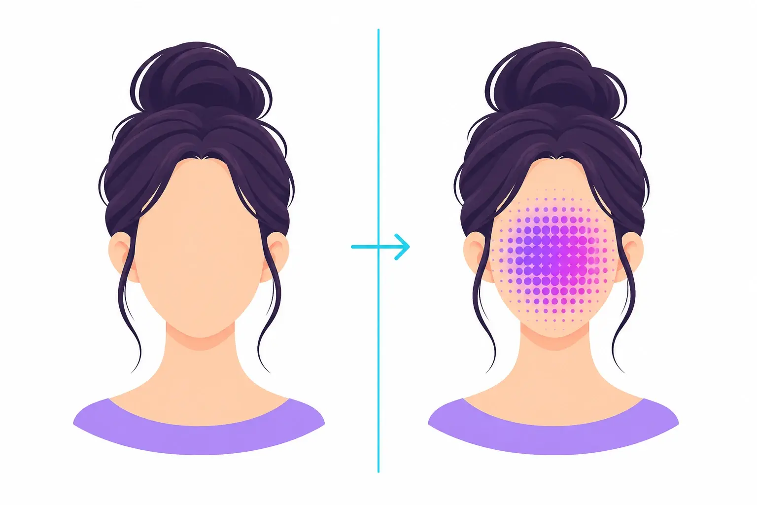 Before and after comparison of a photo with a face automatically blurred for privacy