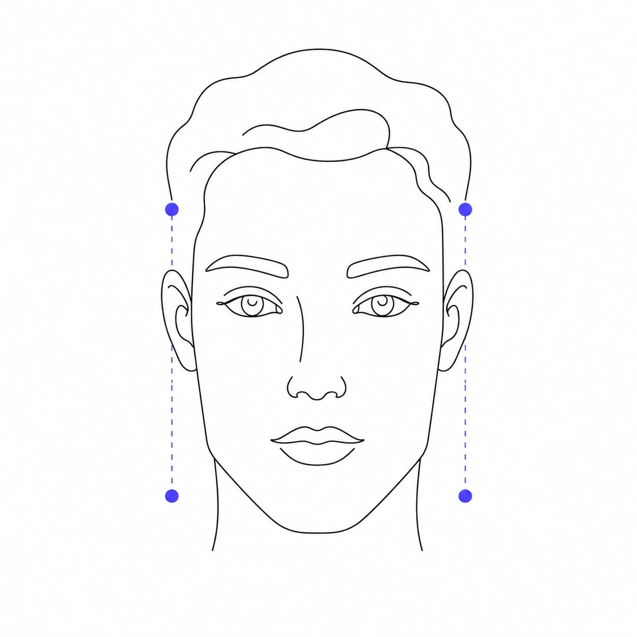 Oblong face shape diagram showing length-to-width ratio above 1.6:1