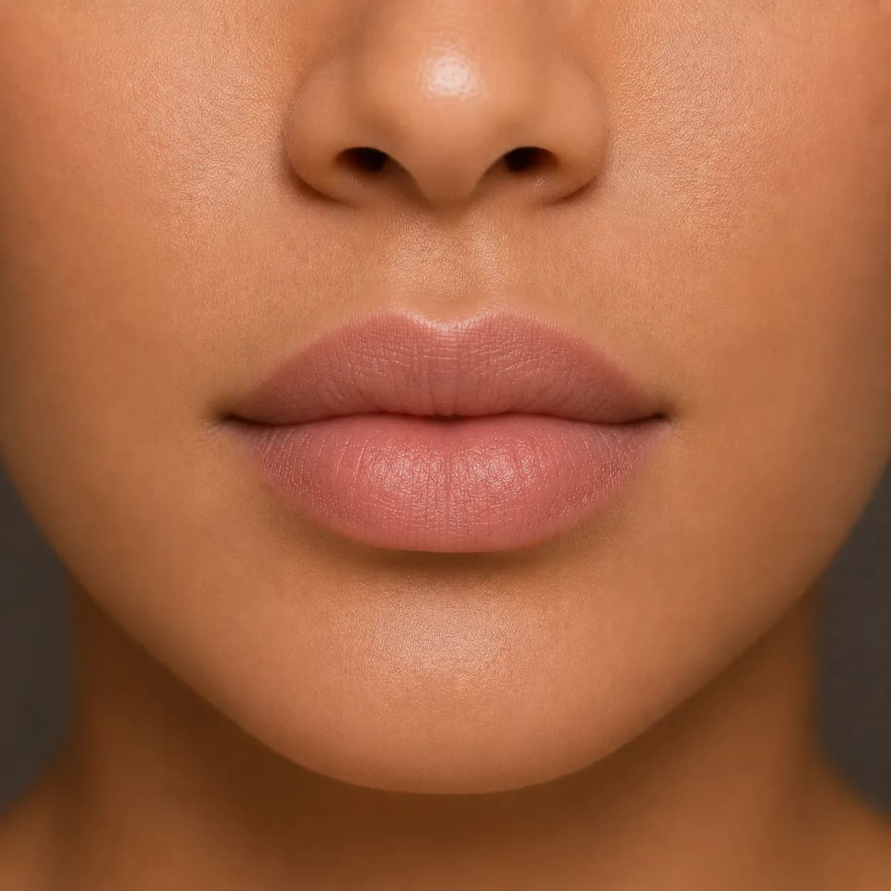 Round lips example with soft even curvature and no sharp cupid's bow peaks